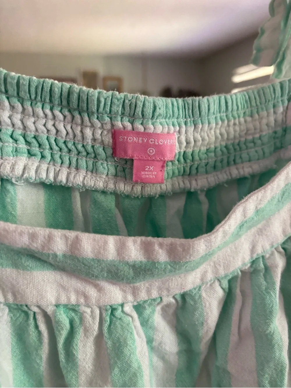 Target Stoney Clover Mint Green and White Striped Pajama Tank and Shorts Set